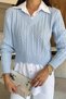 Blue Women's Shirt Garnished Knit Detailed Knitwear Blouse (Suitable for S-M-L Sizes) - 2