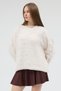 Women's Crew Neck Bearded Knitwear Sweater Ecru - 3