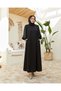 Cuff Zippered Balloon Sleeve Mevlana Dress-Black