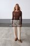 Women's Brown Boat Neck Polyamide Blouse Alc-X15723 - 2