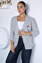 Gray Collar Embroidered Knitwear Cardigan