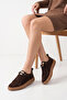 Barsala Women's Genuine Leather Casual Shoes - Brown Suede - 6