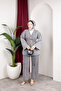 Women's Gold Brooch Detailled Denim Kimono Set