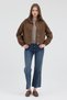 Women's Brown Stand Collar Snap Fastener Short Trench Coat - 3