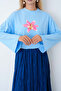 Women's Lily Flower Printed Long Sleeve Oversize Bodysuit - 2
