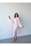 Powder Strapless Cape and Stone Detailed Midi Evening Dress - 2