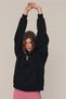 Women's Oversize Hoodie Pink Kitty Club Printed Black - Hooded, Pocketed, 3 Thread Fleece - 3