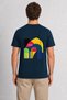 Rome Geometric Unisex T-Shirt - Back Print - Navy Blue - 3