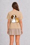 Curious Cat and Dog Minimalist Illustration - Back Print T-Shirt - Cream