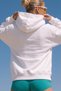 Women's Oversize Hoodie with Palm Embroidery in White – Hooded, Kangaroo Pocket, 3-Thread Fleece - 5