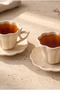Flower Shaped Turkish Coffee Cup Set for 2 People 150 ml Stylish Coffee Cup Set - 3