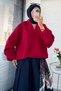 Premium Double-Breasted Collar Bomber Trench Coat - Red - 8