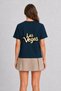 Las Vegas Neon-Inspired T-Shirt - Back Print - Navy Blue