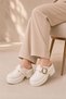 Lovi Z045 Gold Buckle Detailed Platform Heeled Sole Anatomical Women's Slippers Doctor Nurse Slippers - 2