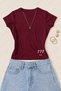 Women's 777 Luck Printed Cotton Lycra Slim Fit Body T-Shirt - Claret Red