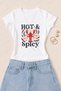 Women's Hot and Spicy Lobster Printed Cotton Lycra Slim Fit Body T-Shirt - White