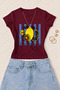 Women's Lemon Lemon Printed Cotton Lycra Slim Fit Body T-Shirt - Burgundy