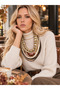 Matière Sauvage Special Design Layered Necklace |   Bohemian Statement Necklace |   Handmade Necklace with Wooden Beads, Leather and Fabric Details - 3