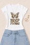 Women's Keep Flying Butterfly Printed Cotton Lycra Slim Fit Body T-Shirt - White