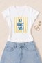 Women's La Dolce Vita Printed Cotton Lycra Slim Fit Body T-Shirt - White