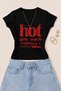 Women's Formula 1 Slogan Printed Cotton Lycra Slim Fit Body T-Shirt - Black