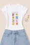 Women's Retro Summer Fruits Printed Cotton Lycra Slim Fit Body T-Shirt - White