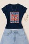 Women's Vitamin Sea Starfish Printed Cotton Lycra Slim Fit Body T-Shirt - Navy Blue