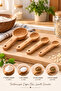 Bamboo Measuring Spoons Set of 4 Kitchen Measuring Spoons Set Natural Bamboo Practical Recipe Measuring Spoons - 5