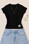 Women's Star Filled Star Printed Cotton Lycra Slim Fit Body T-Shirt - Black