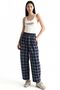 Plaid Trousers with Elastic Waist Pockets - 2