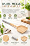 Bamboo Metal Handle Spatula – Natural Bamboo Wood Kitchen Spatula, Durable Metal Handle, Serving and Mixing Utensil - 3