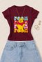 Women's Winnie the Pooh Printed Cotton Lycra Slim Fit Body T-Shirt - Claret Red