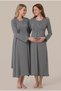 Women's Smoked Double-Breasted Collar Nursing Detailed Long Sleeve Maternity Nightgown Set with Dressing Gown