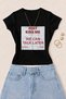Women's Just Kiss Me Typography Printed Cotton Lycra Slim Fit Body T-Shirt - Black