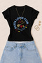 Women's Cake Lover Club Printed Cotton Lycra Slim Fit Body T-Shirt - Black