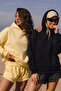 Unisex 2-Piece Oversize Basic Hoodie Black & Yellow – Hooded, with Pockets, 3-Thread Ribbed Fleece - 2