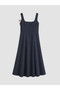 Two Mt Shop Quality Lcw Comfort Navy Blue Poplin Plain Dress - 5