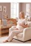 New Season Light Beige Muslin Fabric Button Detailed Design Short Sleeve 100% Cotton Maternity Pajama Set