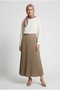 Pilisoley Pleated Bell Skirt with Elastic Waist, Standard Size, Cotton Dabıl Fabric