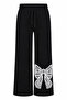 Ribbon Print 2-Strand Black Girls' Sweatpants 8076