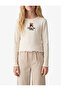 Long Sleeve Crew Neck Teddy Bear Embroidered Cotton T-Shirt - 2