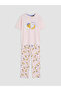 Özmarka New Season Pink Printed Women's Pajama Set