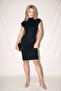 High Collar Short Sleeve Glittery Midi Knitted Dress - 4