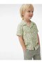Viscose Short Sleeve Shirt with Collar Patterned Shirt