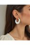 Women's Gold-White Color Acrylic Hoop Earrings - Stylish Elegant Modern Design Earrings 316L Steel Anti-Allergic - 2