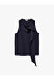 Viscose Fabric Sleeveless Button Closure Shawl Collar Blouse - 3
