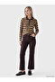 Rmz Gi̇yi̇m Farkiyla Devrik Roba Collar Striped Women's T-Shirt - 3
