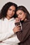 Unisex 2-Piece Oversize Basic Hoodie White & Brown – Hooded, with Pockets, 3-Thread Ribbed Fleece - 7