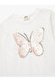 Sequined Sequined Long Sleeved Crew Neck Butterfly Printed Cotton T-Shirt - 6