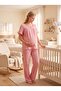 New Season Powder Muslin Fabric Button Detailed Design Short Sleeve 100% Cotton Maternity Pajama Set - 8